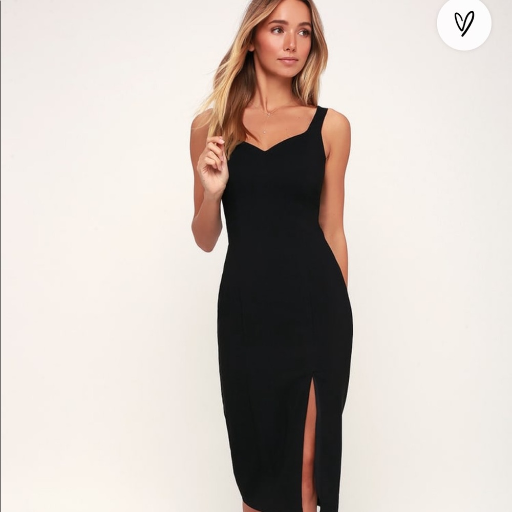 NWT LULUS Take Me Out Tonight Black Midi Dress